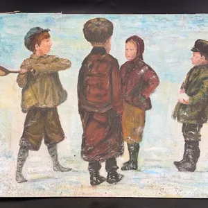 Enid Willard “The Quarrel” Original Acrylic Painting Children 28x18
