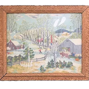 Grandma Moses Early Springtime on the Farm Framed Wall Art 19.5”x23.5”