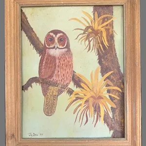 Jo Deis 1979 Signed Owl Acrylic Painting