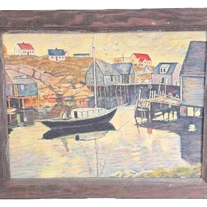 1981 Morro Bay California Harbor Painting 15”x18”