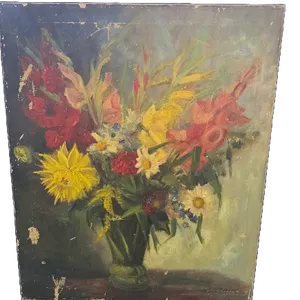 H.F. Ter Beek Floral Still Life Oil Painting 30”x25”