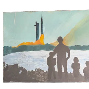 Rocket Launch Family Silhouette Painting – 18”x24”
