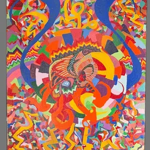 Colorful Abstract Psychedelic Canvas Painting 24”x18”