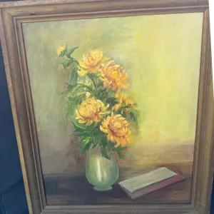 Signed Floral Still Life Painting in Vase 26.5x21