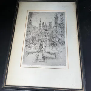 Vintage Caroline Williams Signed Print – "Piatt Park & Garfield Place," Cincinnati, Ohio
