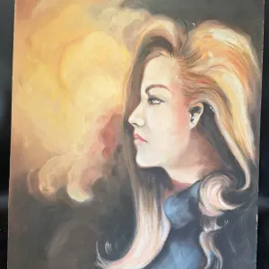 Vintage Don Pearson Signed Woman Portrait Original Painting on Canvas