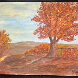 Farnsley Signed Autumn Landscape Original Painting Sentry Tree 18x24