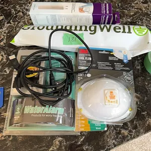Grounding well, water alarm, filter, painting masks