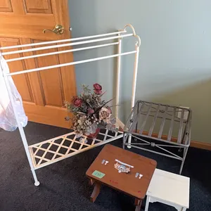 stools, quilt rack, wire night stand