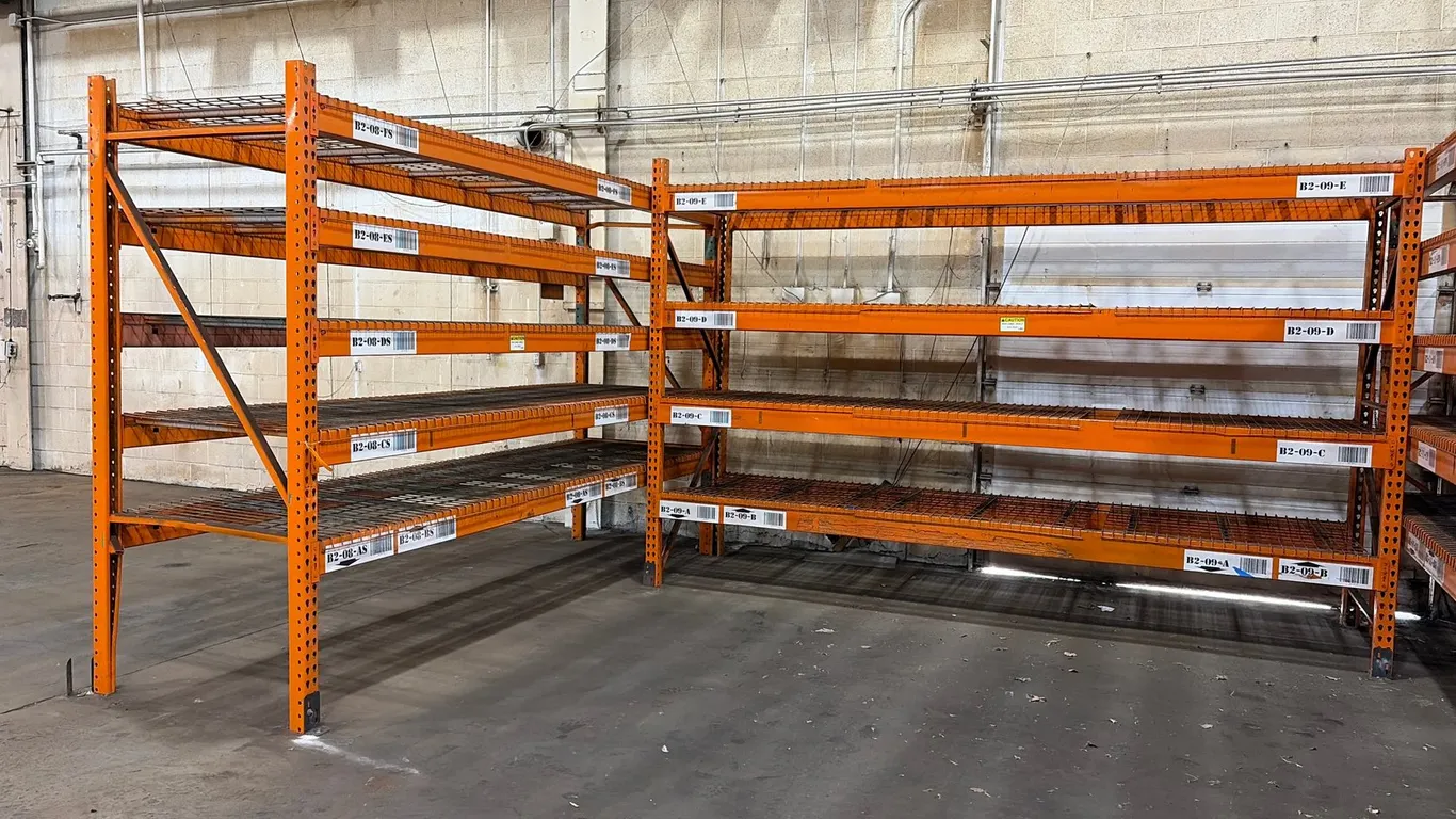 (2) Sections of Teardrop Pallet Racking