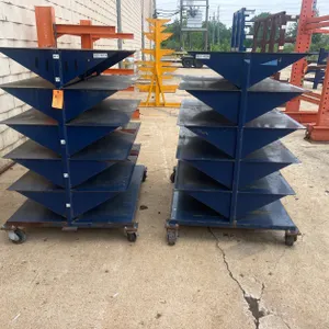 (2) Heavy Duty Multi Tier Mobile Cantilever Storage Carts