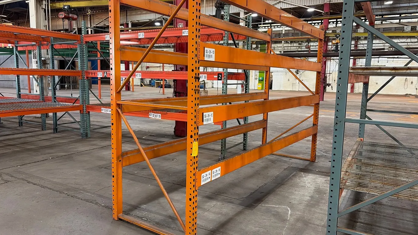 Section of Teardrop Style Pallet Racking