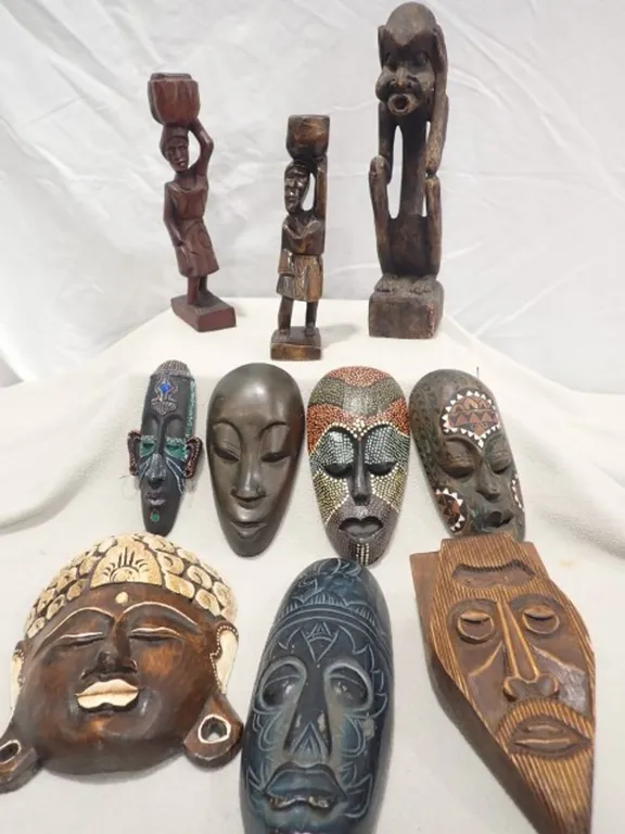 Hand-Carved Wooden Tribal Masks & Statues