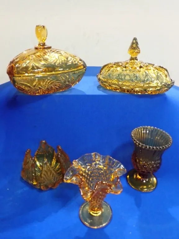 MCM Amber Pressed Glassware