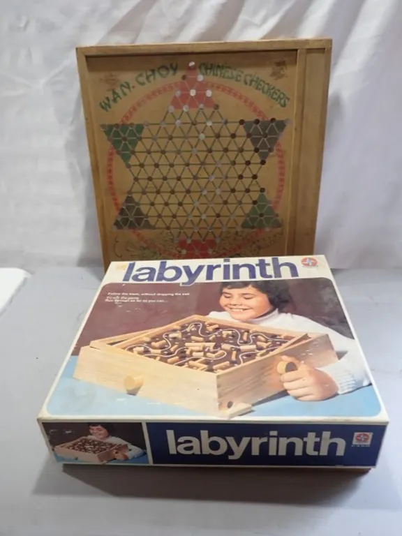 Classic Labyrinth game and Vintage Chinese Checkers
