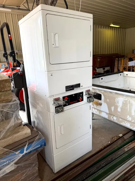 Speed Queen Commercial Double Stack Dryer, Coin Op, Unlocked, No Keys, Condition Unknown