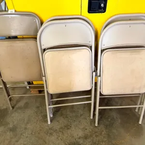 5 Padded Seat Folding Chairs, 4 Match 1 Odd