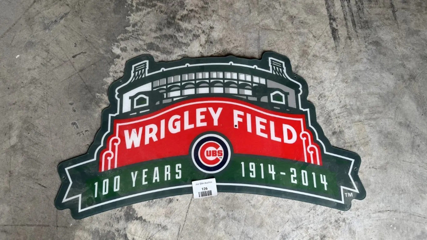 Plastic Cubs Wrigley Field 100 Year Sign Measures 23 x 12