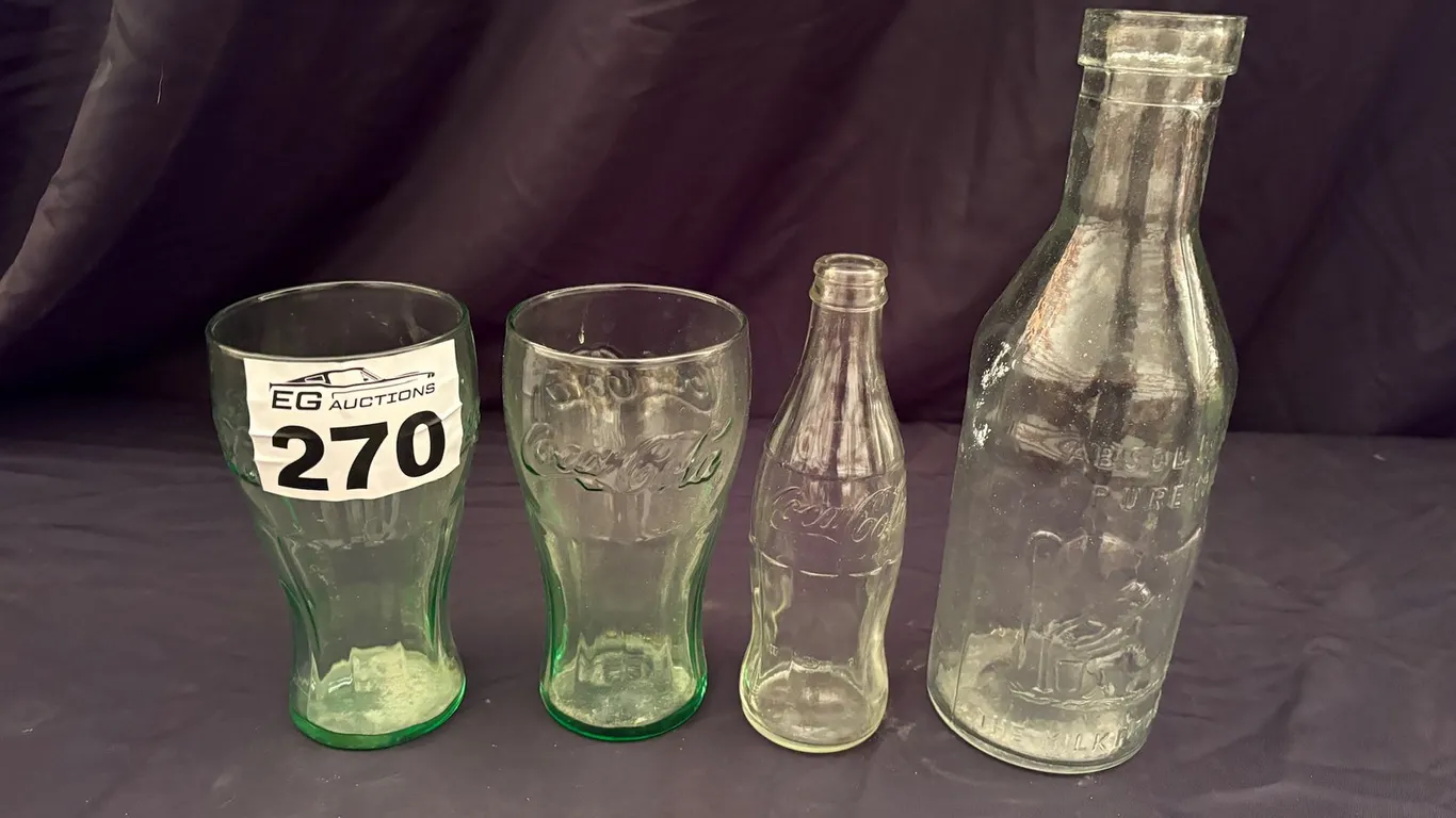 COLLECTIBLE COCA COLA BOTTLES & MILK BOTTLE