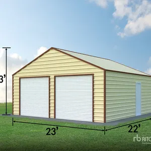 2026 AGR-MS2322 23 ft x 22 ft Double Garage Metal w/ Vertical Roof Panels Storage Building (Unused)