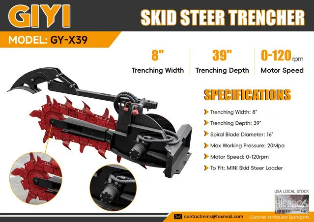 2026 GIYI GY-X39 39 in Mini Skid Steer Trencher (Unused)