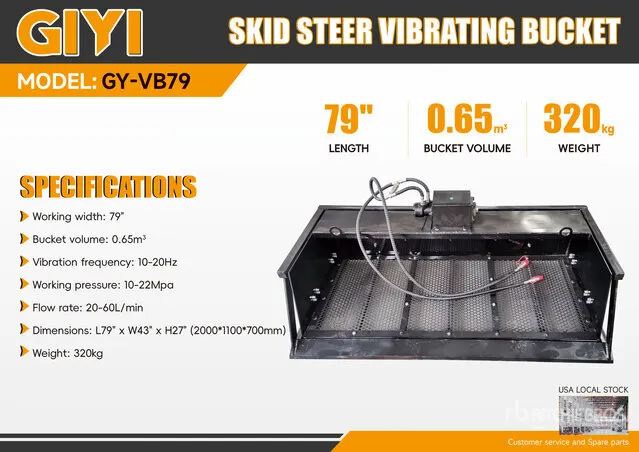 2026 GIYI GY-VB79 79 in Vibrating Skid Steer Screening Bucket (Unused)