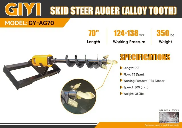 2026 GIYI GY-AG70 Alloy Skid Steer Auger (Unused)