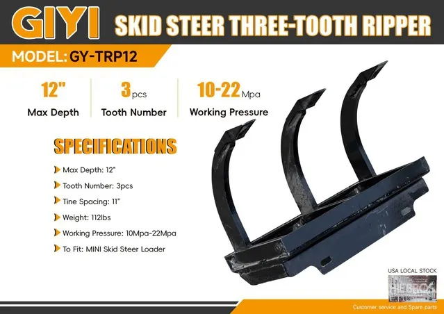2026 GIYI GY-TRP12 Mini Skid Steer Ripper Scarifier (Unused)