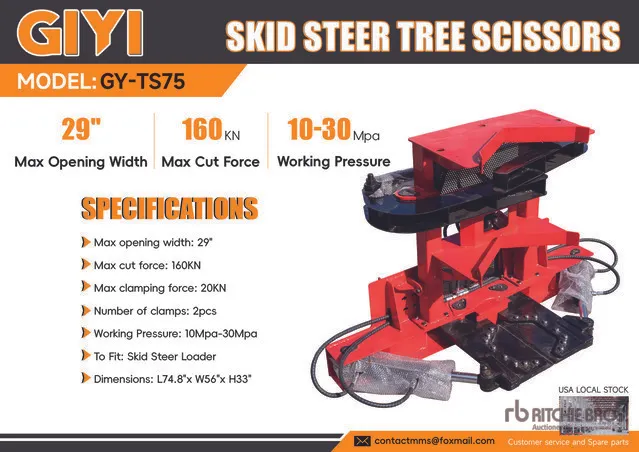 2026 GIYI GY-TS75 29 in Skid Steer Tree Shear (Unused)