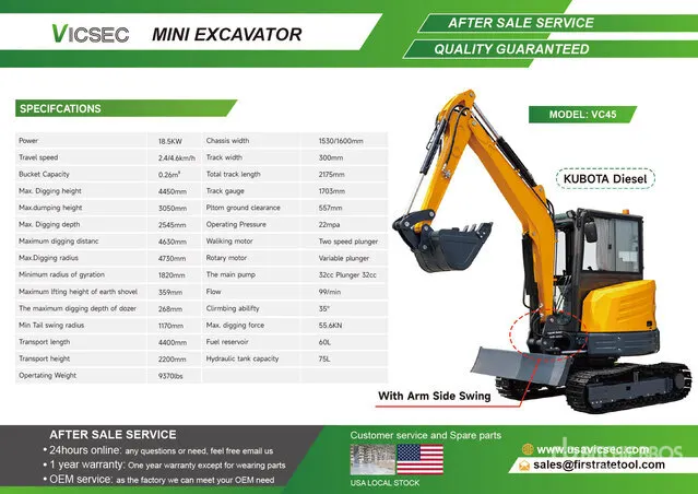 2026 VICSEC VC45 Mini Excavator (Unused)