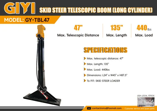 2026 GIYI GY-TBL47 135 in Skid Steer Telescopic Boom (Long Cylinder) (Unused)