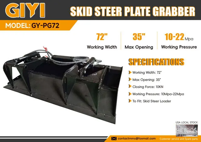 2026 GIYI GY-PG72 72 in Skid Steer Grapple (Unused)