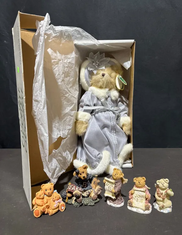 Cecilia Bearington Collection Plush Bear and Ceramic Bear Figurines Lot