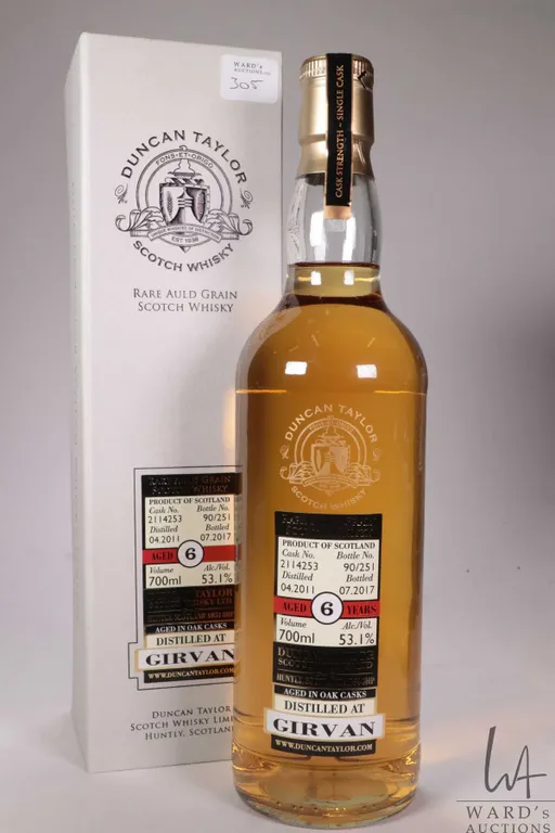 Duncan Taylor/ Rare Auld Grain Scotch Whisky/ Cask No. 21114253/ Bottle 90/251/ 700ml/ 53/1% ABV No