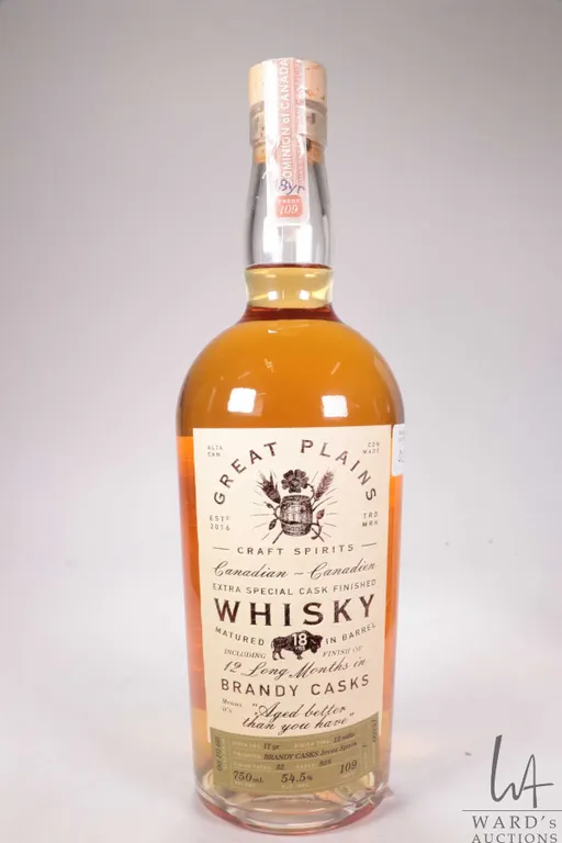 Great Plains/ Craft Spirits/ 18 Year Old/ Canadian Extra Special Whisky/ 750ml/ 54.5% ABV Note: Alc