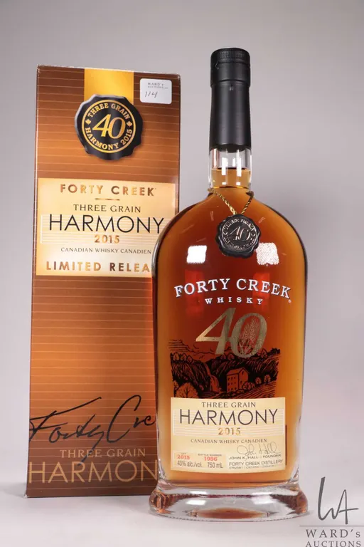 Forty Creek/ Three Grain Harmony/ 2015/ Canadian Whisky/ Lot 2015/ Bottle No. 1956/ 750ml/ 43% ABV