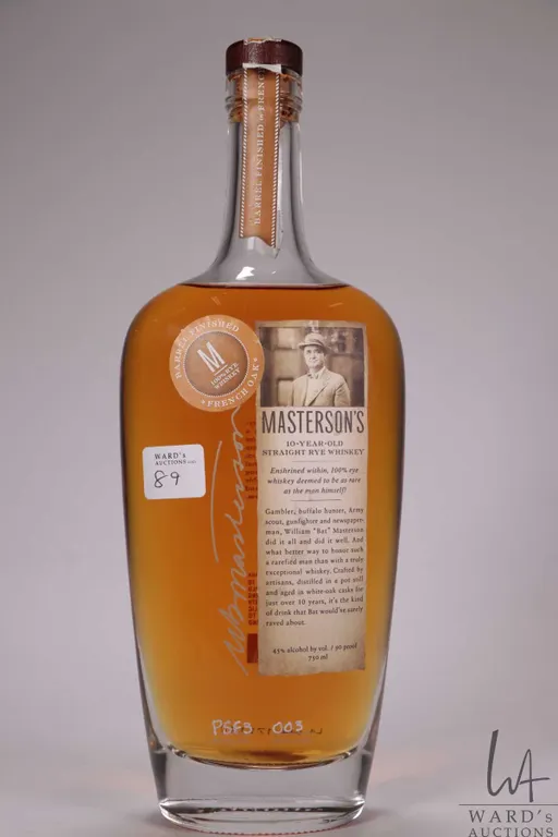 Masterson's/ 10 Year Old/ Straight Rye Whiskey/ Batch no. PSF3/ Bottle No.003/ 750ml/ 45% ABV note: