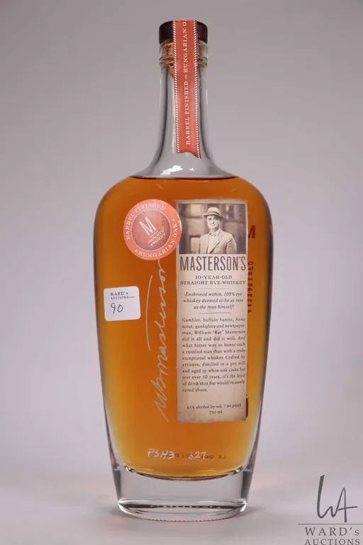 Masterson's/ 10 Year Old/ Straight Rye Whiskey/ Batch no. PSH3/ Bottle No.327 /750ml/ 45% ABV Note: