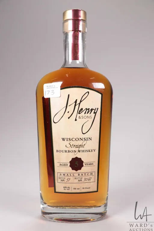 J. Henry & Sons/ 5 Year/ Wisconsin Straight Bourbon Whiskey/ Batch No. 57/ Bottle No. 3041/ 750ml/ 4