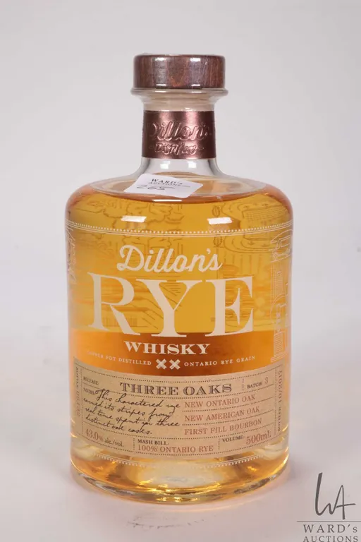 Dillon's/ Rye Whisky/ Three Oaks/ 500ml/ 43.0% ABV Note: Alcohol cannot be insured by any courier in