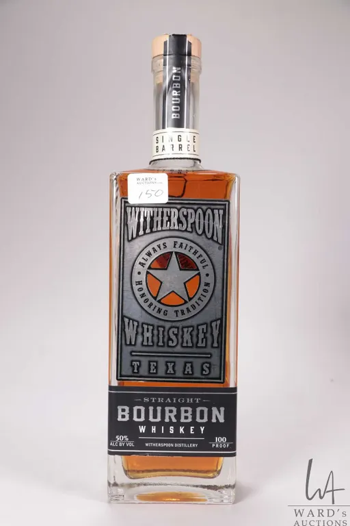 Witherspoon Whiskey/ Straight Bourbon Whiskey/ 750ml/ 50% ABV Note: Alcohol cannot be insured by an