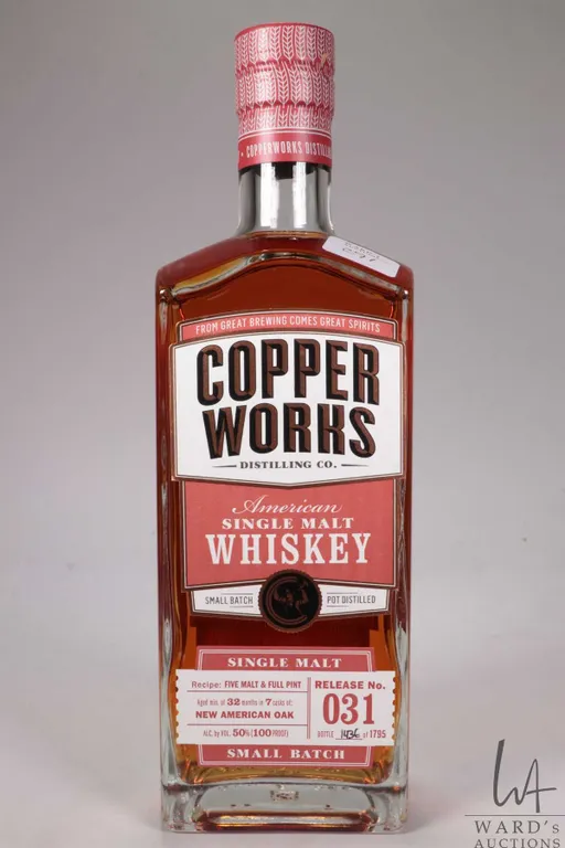 Copper Works Distilling Co./ American Single Malt Whiskey/ Release 031/ Bottle 1436 of 1795/ 750ml/