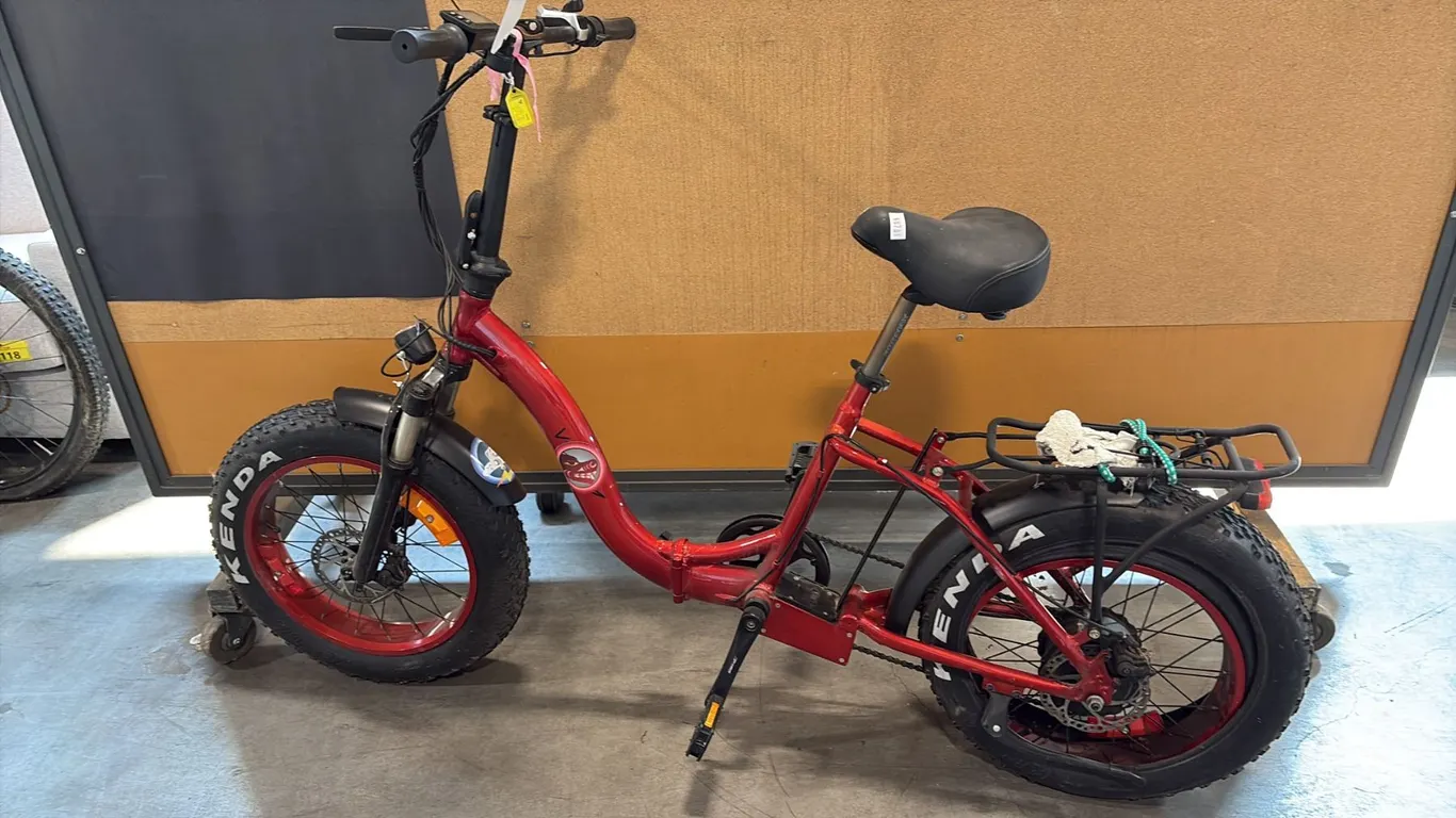 RED VTUVIA ANTELOPE POWERFUL STEP-THRU FOLDING ELECTRIC BIKE *NO KEY, NO CHARGER, NO BATTERY*