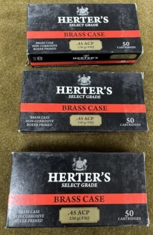150 rnds Herter's .45 Auto Ammo