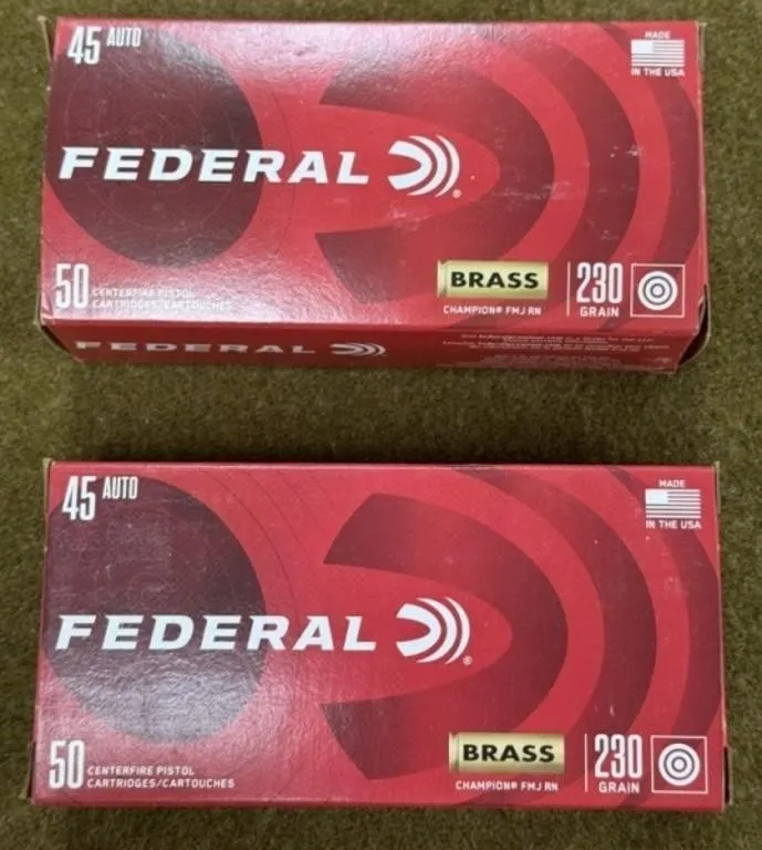100 rnds Federal .45 Auto Ammo