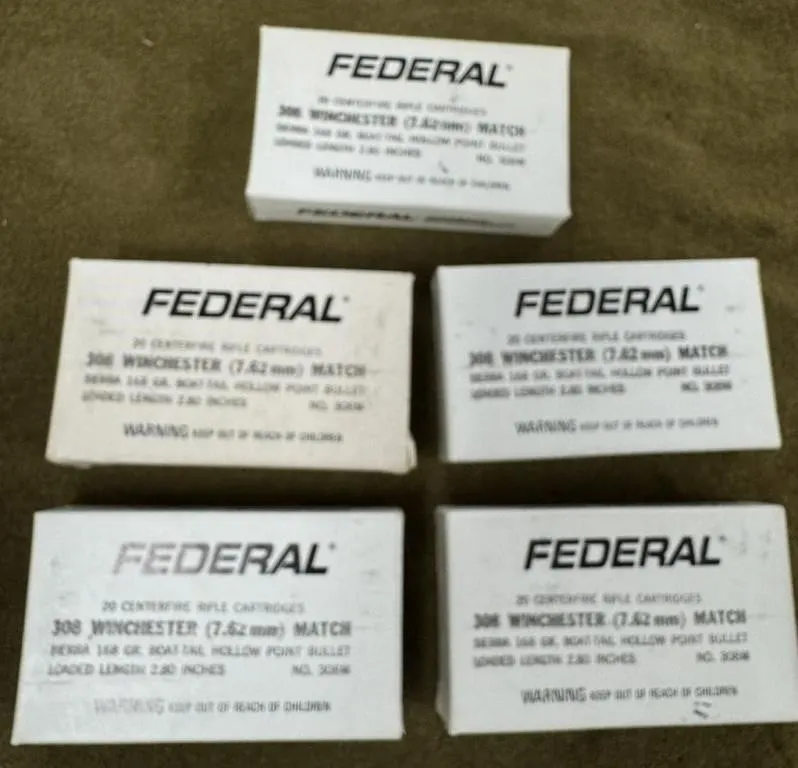 100 rnds Federal Match .308 Ammo