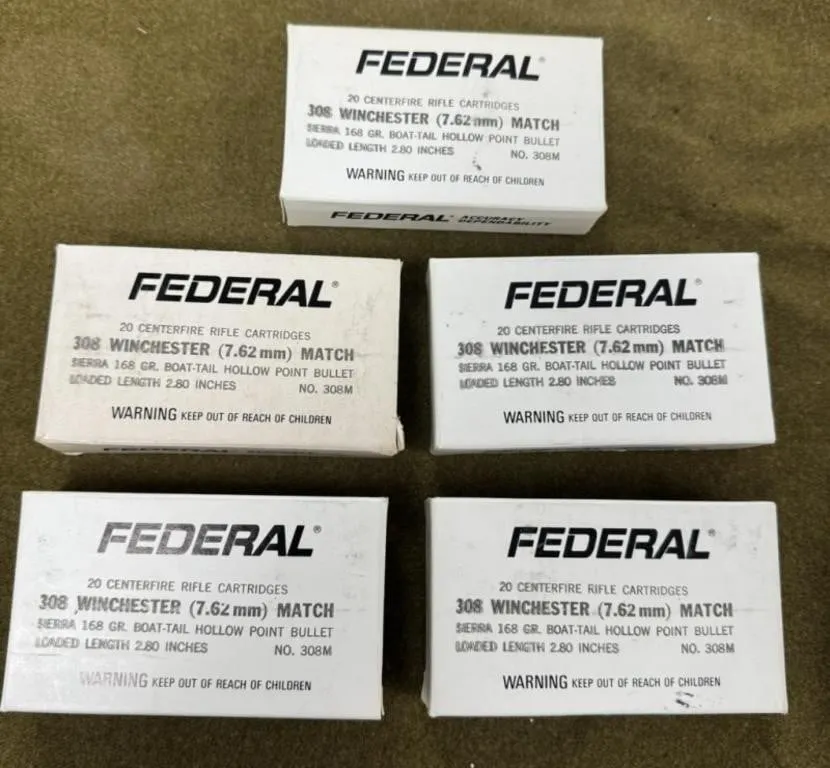 100 rnds Federal Match .308 Ammo