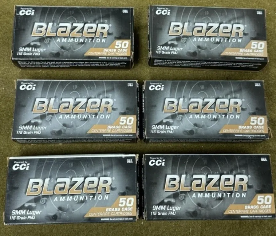 300 rnds CCI Blazer 9mm Ammo