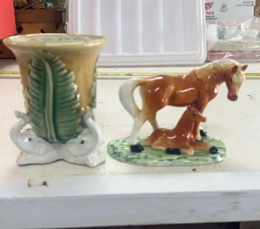 Elephant Vase & Horse With Foal