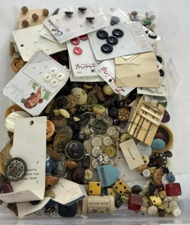 Tote Full of Vintage Sewing Buttons